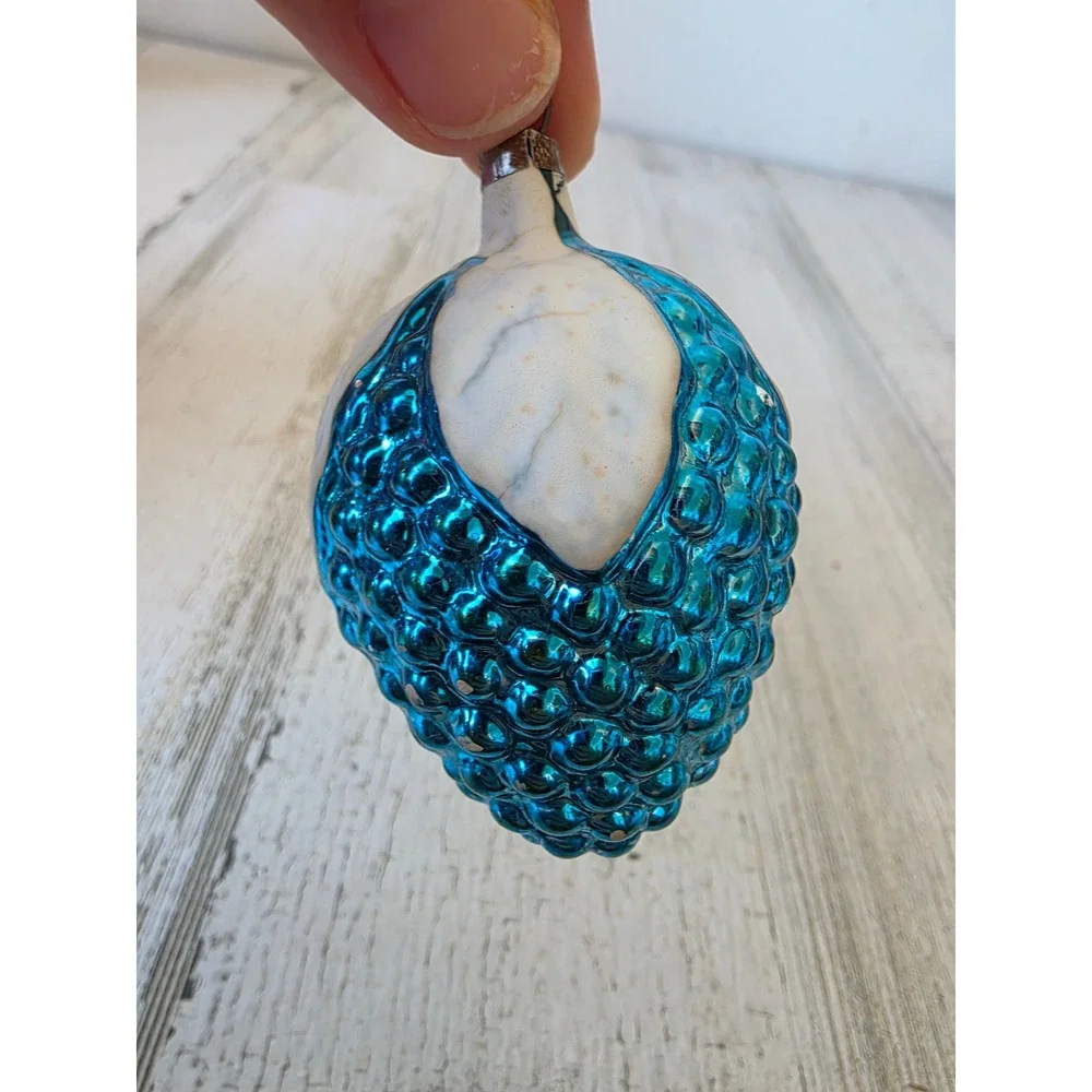 Vintage blue raspberry grape mercury glass ornament Xmas tree